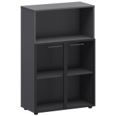 Шкаф средний с нишей со стеклом в ал. рамке СМШ38.28RS графит/черн.